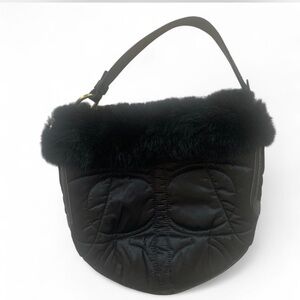 Coach Nylon + Fur Hobo Shoulder Bag Y2k